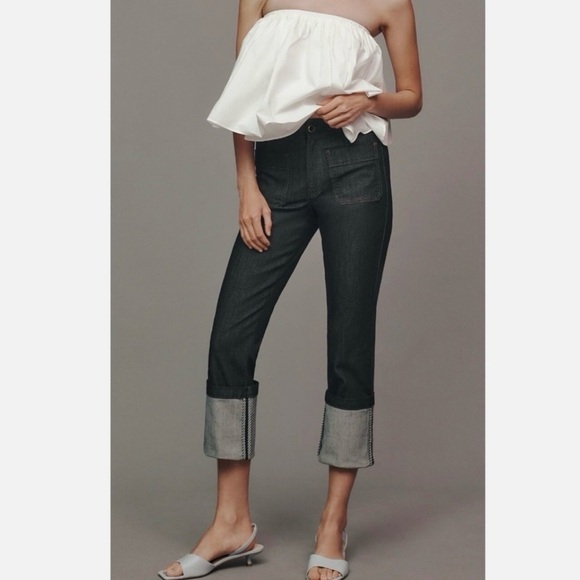 Maeve Denim - Maeve Dark Indigo Cropped Cuffed Jeans